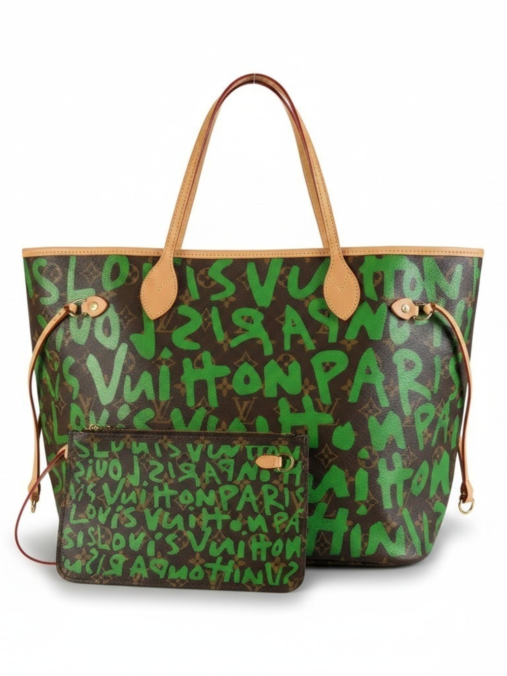 Louis Vuitton Green Graffiti Neverfull Tote Bag